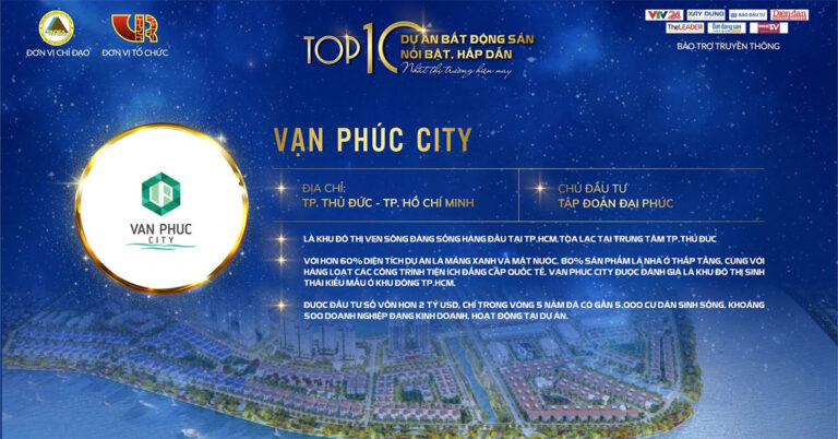 Vạn Phúc City nhận giải thưởng “Top 10 dự án nổi bật hấp dẫn”