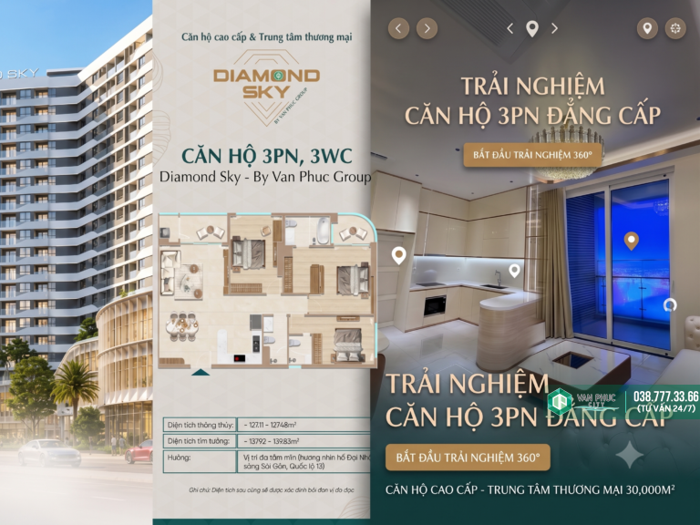 TRẢI NGHIỆM CĂN HỘ 3 PHÒNG NGỦ 127M2 TẠI CĂN HỘ DIAMOND SKY – VẠN PHÚC CITY